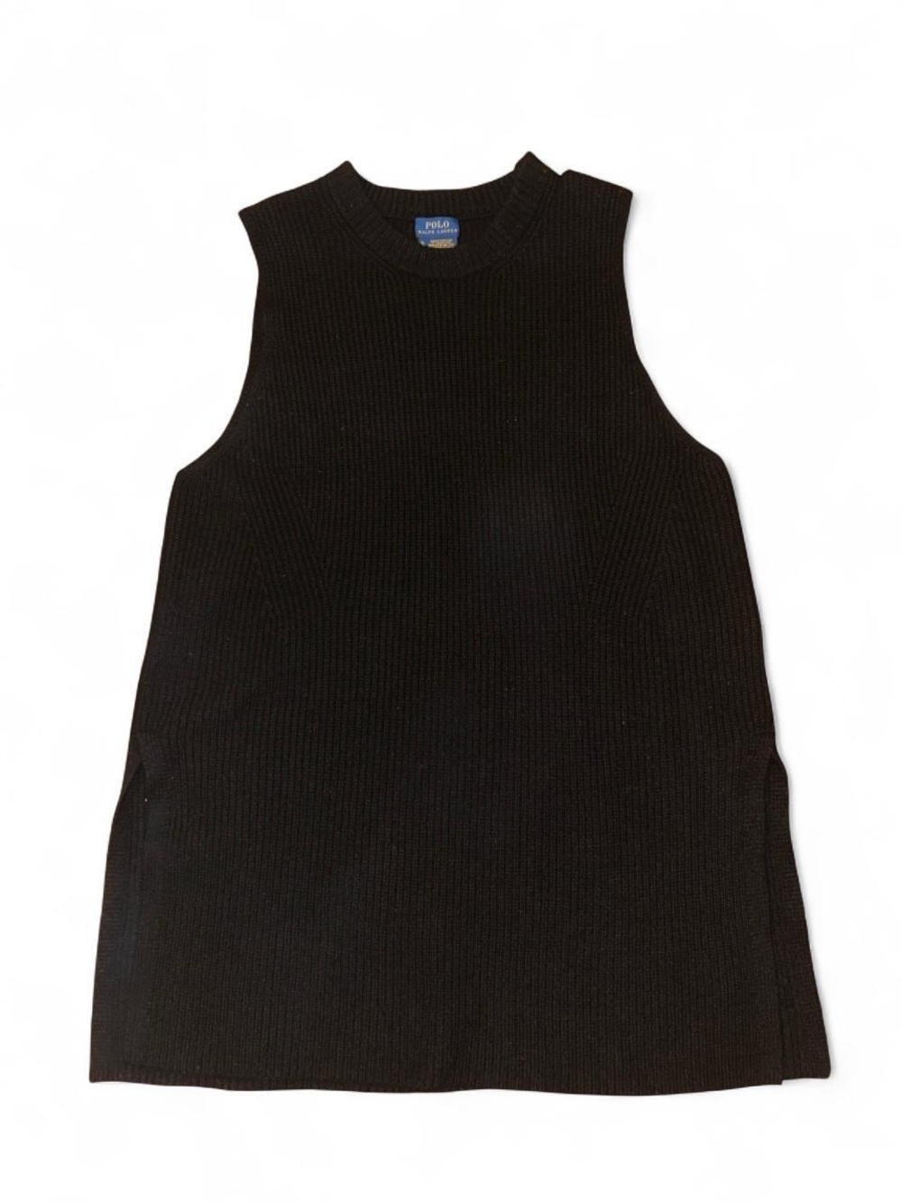 Polo by Ralph Lauren Vintage Merino Wool Black Sleeveless Crewneck Sweater